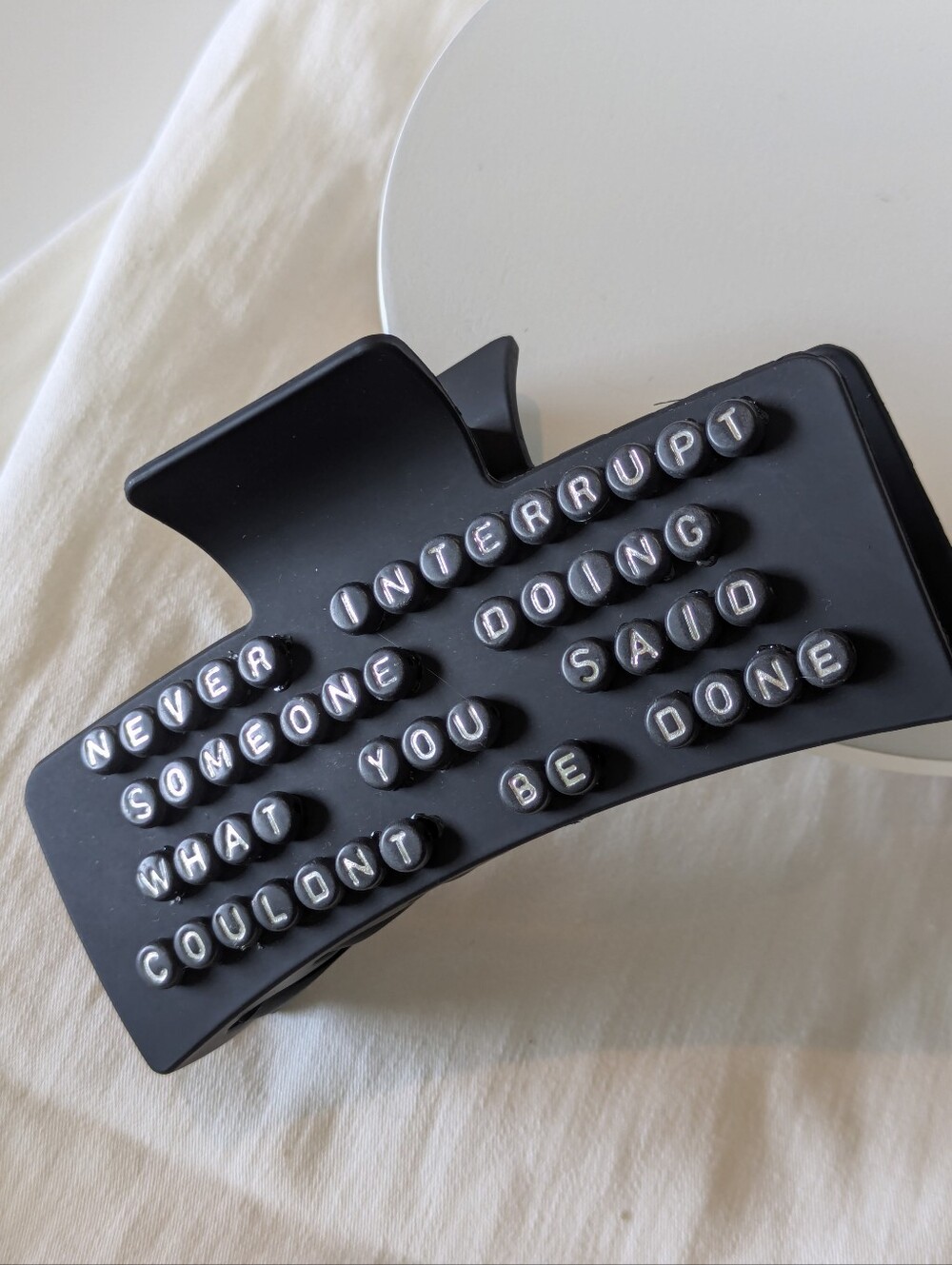 Hair Clip Claw Style Positive Quote Amelia Earhart Handcrafted Black Silver |NWT